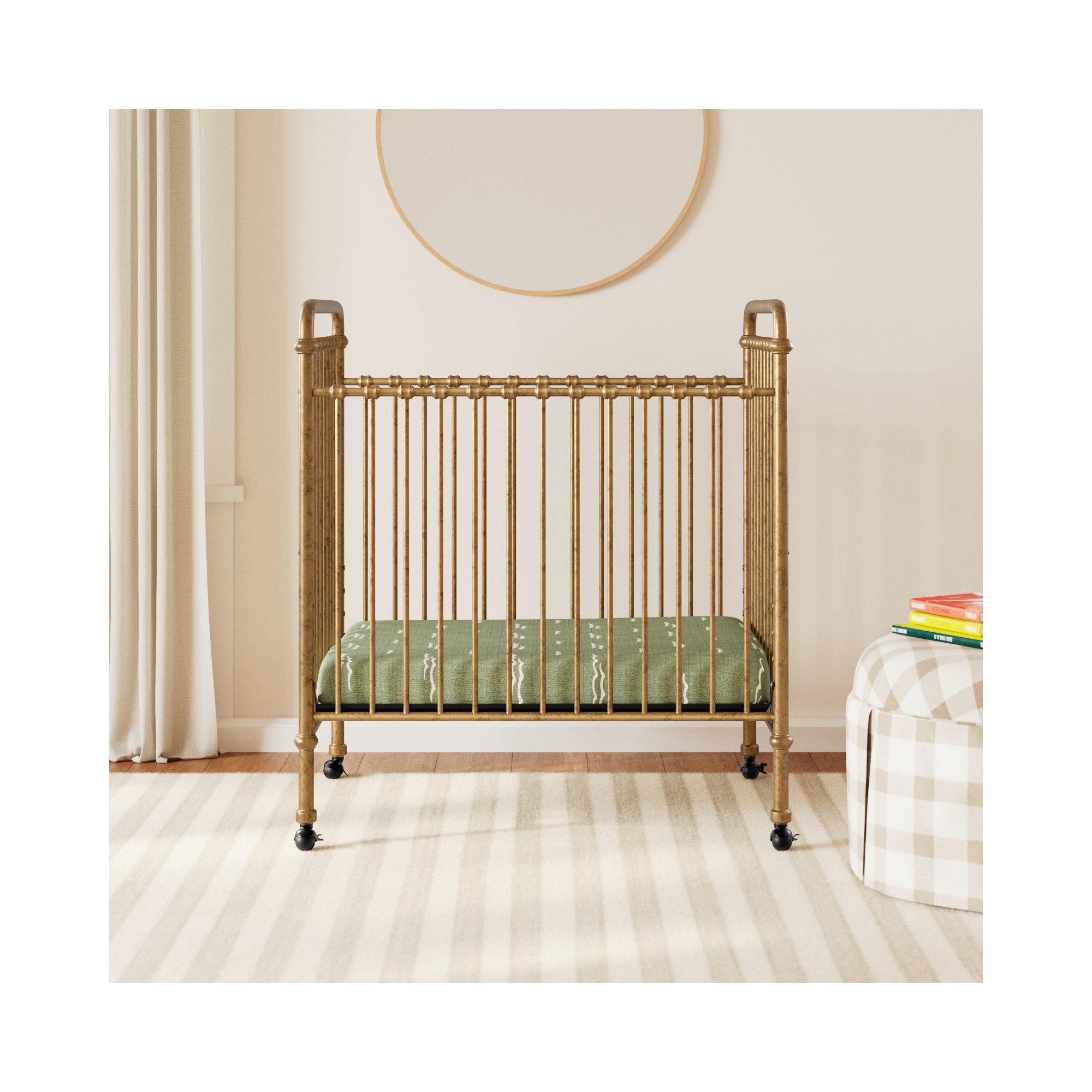 Abigail 3-In-1 Convertible Mini Crib, Vintage Gold