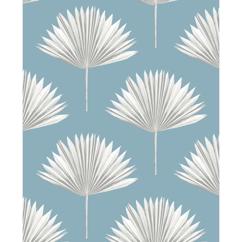 Rouleau de papier peint adhésif palmier tropical L 18 pi x l 20,5 po Shila, Brume rose