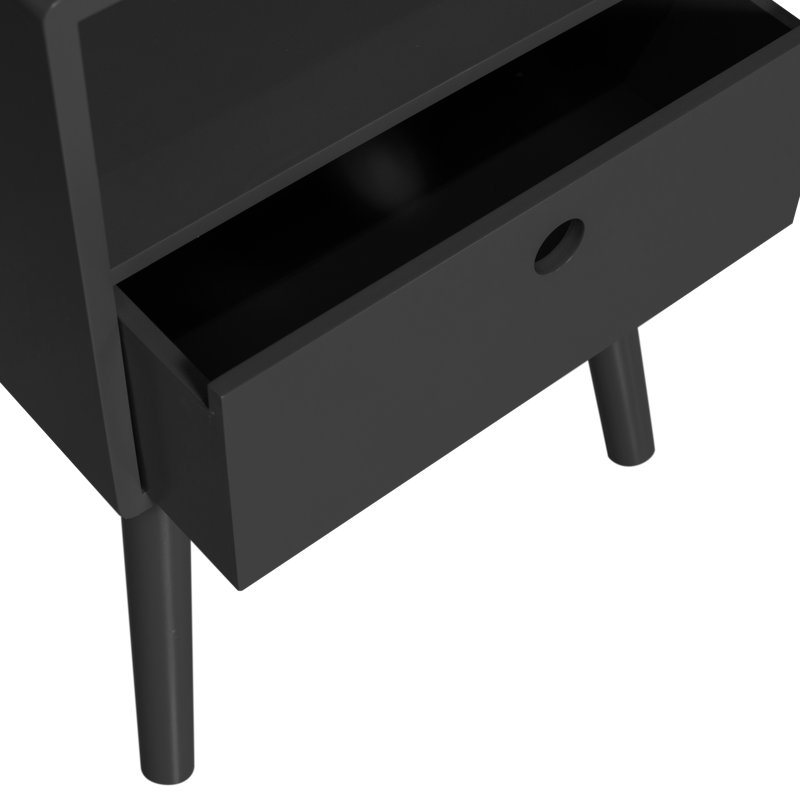 Ozzy 36cm W Manufactured Wood Bedside Table, Black