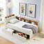 Lit de jour simple en tissu d'ameublement en velours avec tête de lit avec rangement et chargement sans fil, lit de jour multifonctionnel avec deux tiroirs de rangement et lumières DEL-214680353