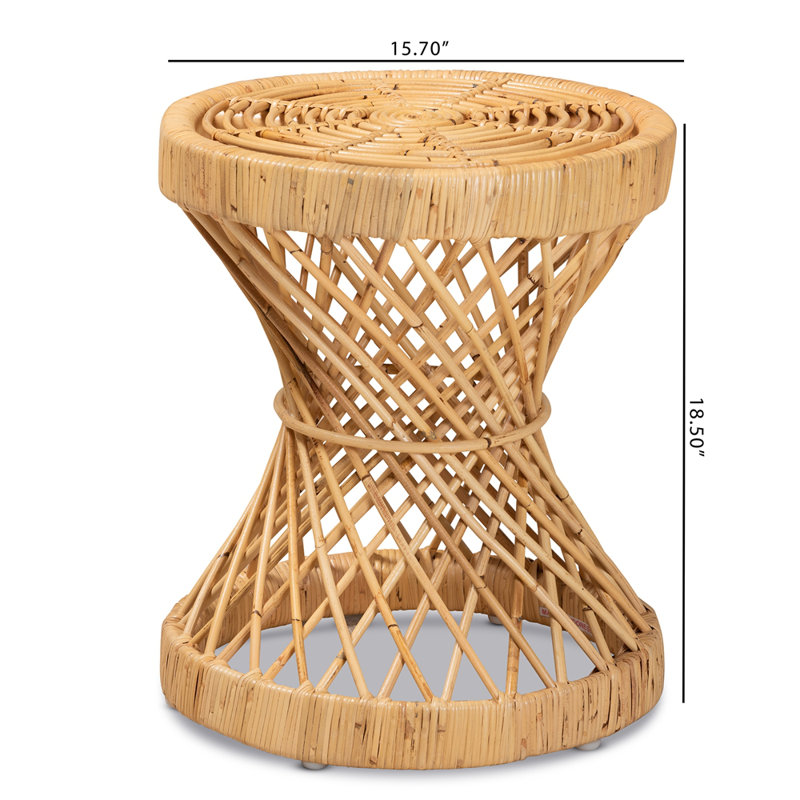 Rattan Knotts Pedestal End Table