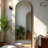 Modern Arched Wood Framed Full Length Floor Standing Mirror-560461857