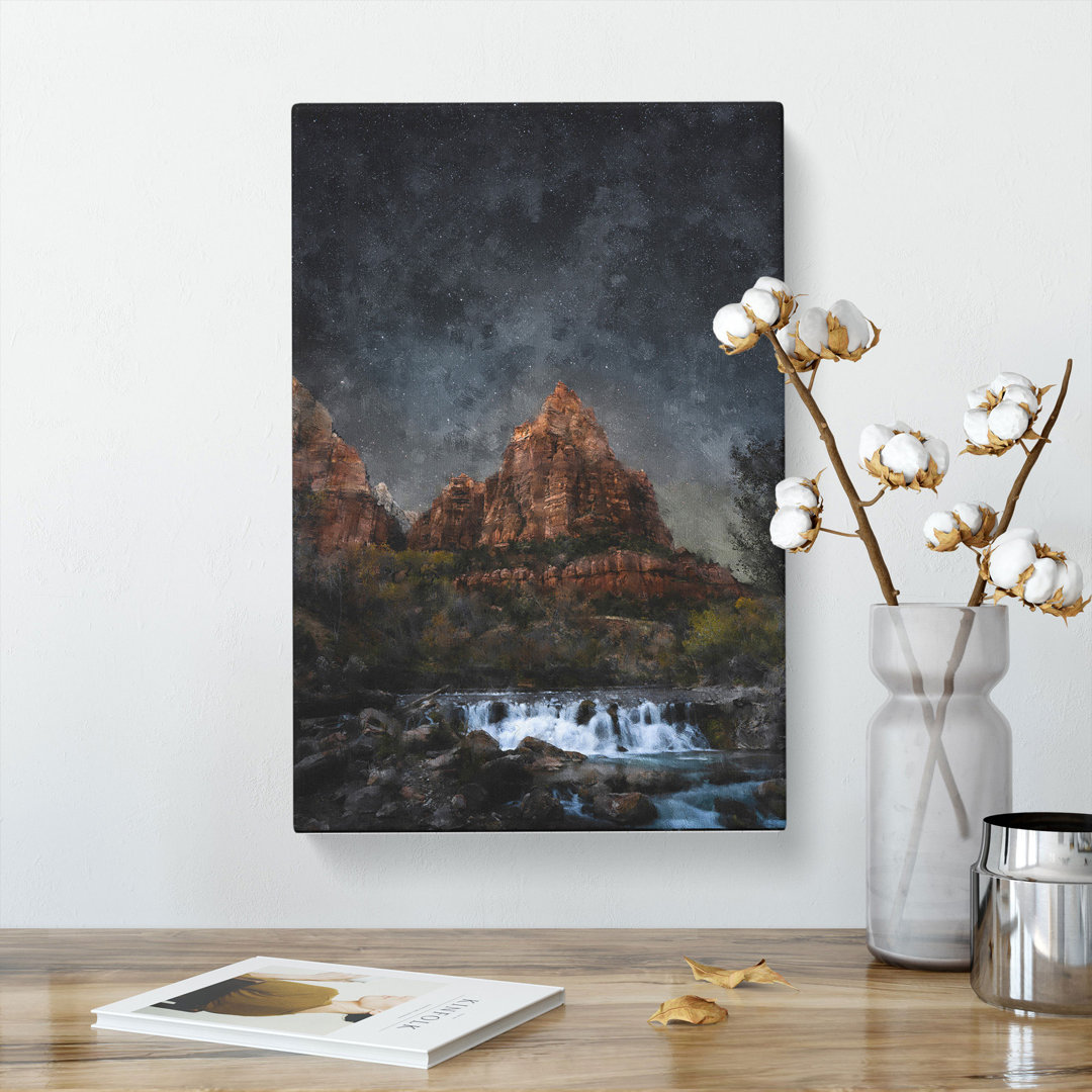 Stars Above Zion National Park In Utah - Wrapped Canvas Print