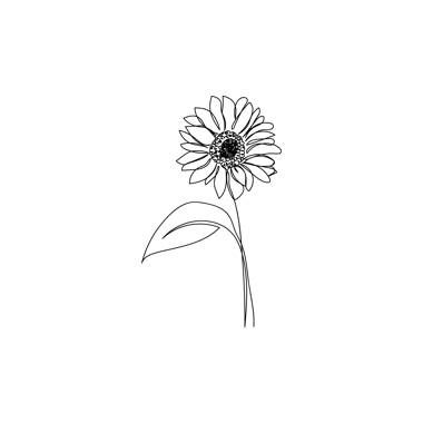 Kids sunflower coloring page pencil drawing Vector Image