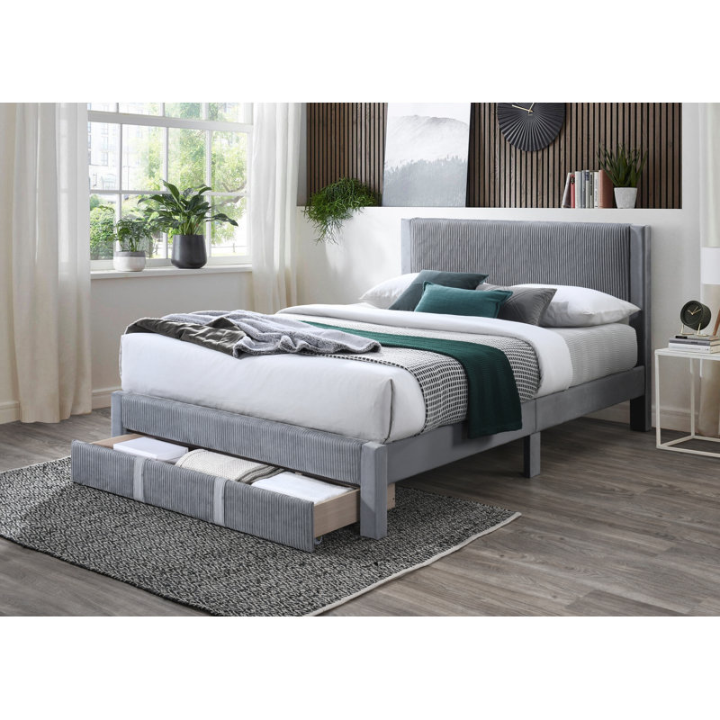 Breeyana Upholstered Platform Storage Bed, Gray, Queen