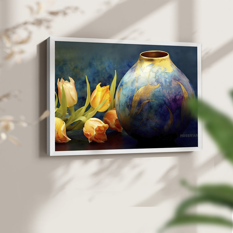 Série florale - XCV III - Reproduction encadrée - Restickable, H 8 po x l 10 po, Blanc