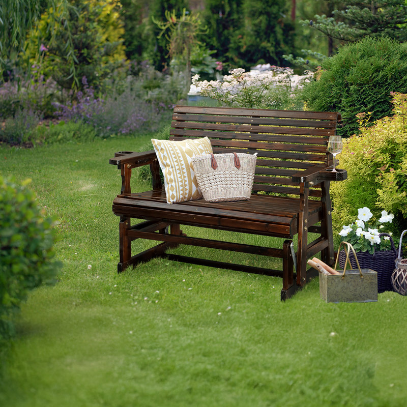Solid Wood Two-Person Patio Glider, Teak