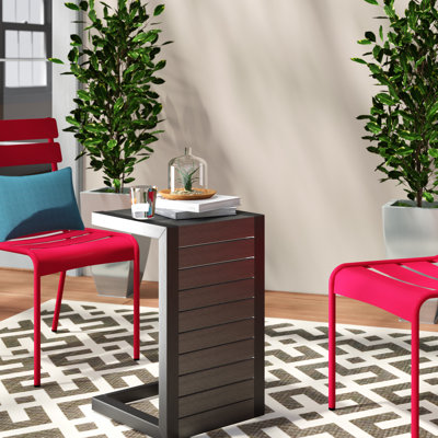 Caggiano Rectangular Metal Outdoor Side Table