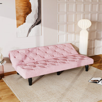 Transformation d'un canapé à l'autre: canapé-lit en velours rose de 66 po, idéal pour les salons familiaux, les appartements et les chambres à coucher