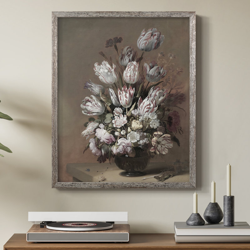 «Vintage Floral Print», reproduction encadrée en bois massif, H 11 po x l 9 po