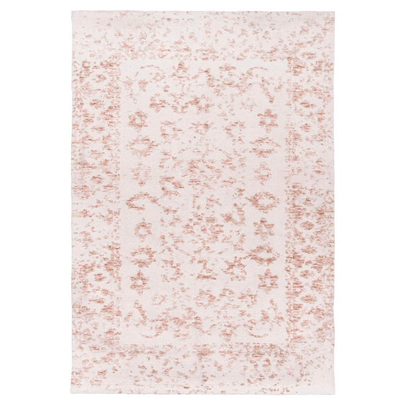 Tapis rose en microfibre tissé à la machine Floral, Rectangle 8 pi 10 po x 12 pi