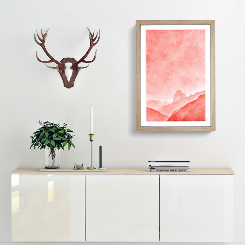 Coral Mountains - Picture Frame Painting Print, 45cm H x 33cm W x 2cm D, Oak Framed