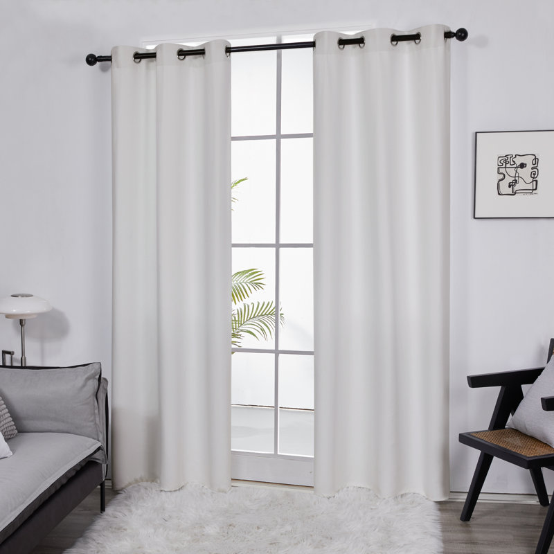 Frome Room Darkening Curtain Pair, 38" W x 72" L, Grayish White
