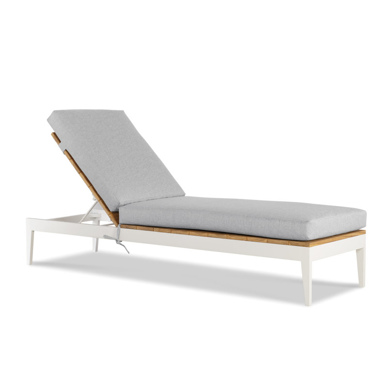 Chaise longue en aluminium / teck Ronan