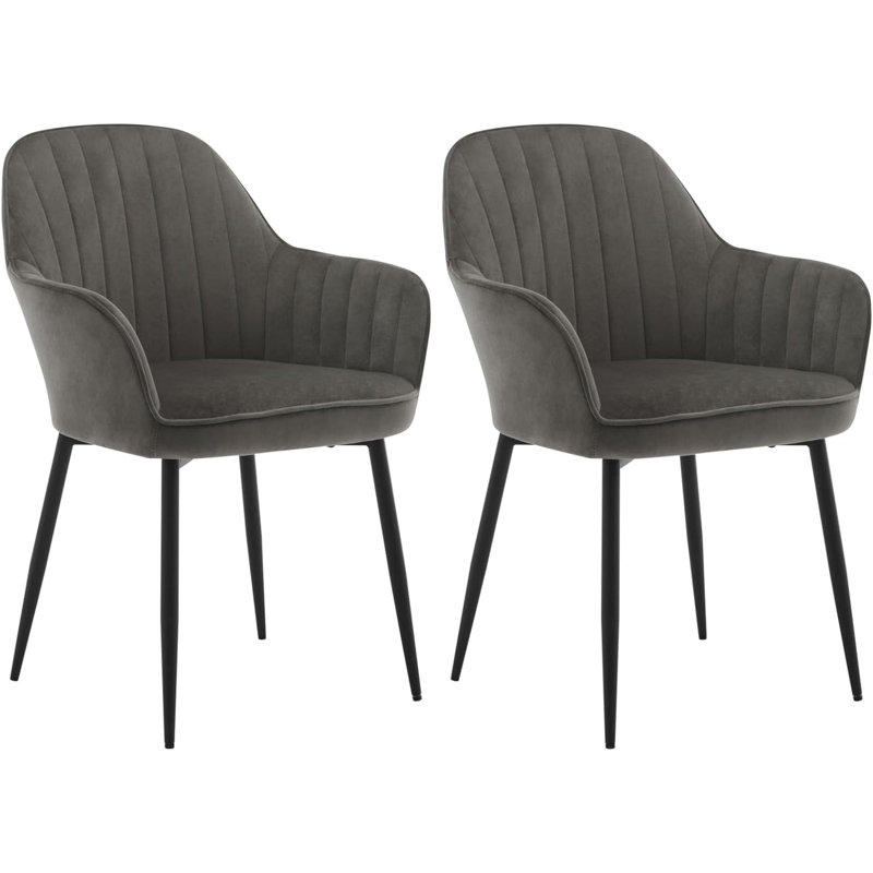 Shepton 46cm H Velvet Upholstered Armchair, Grey
