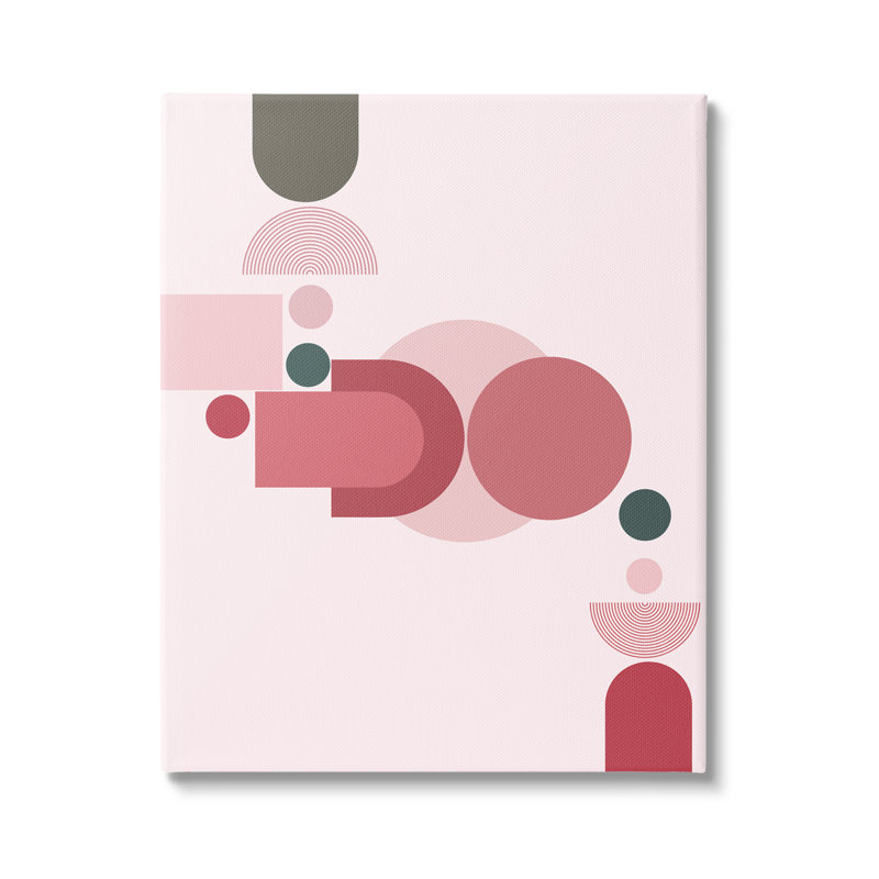 Stupell Industries Pink Varied Geometric Shapes Framed Giclee Art Design By Lil' Rue, H 40 po x l 30 po x P 1,5 po