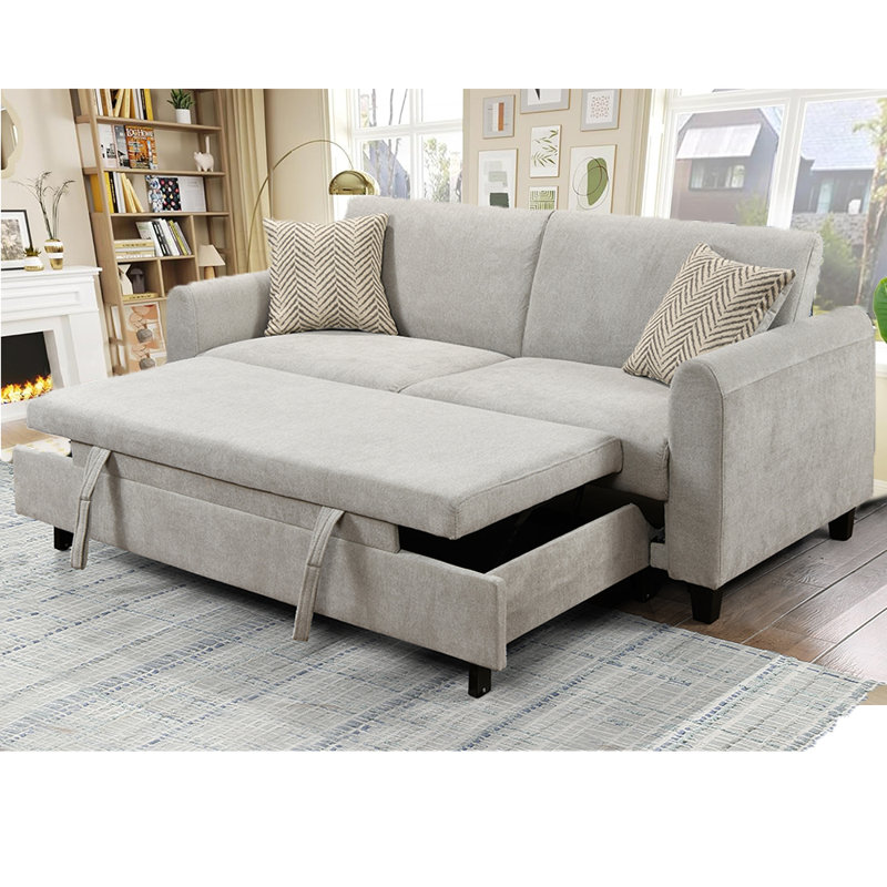 Canapé convertible Ruarie, Mélange de polyester gris clair