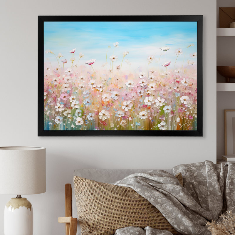Fleurs sauvages Meadows I sur toile, Cadre simple noir, H 24 po x l 32 po x P 1 po