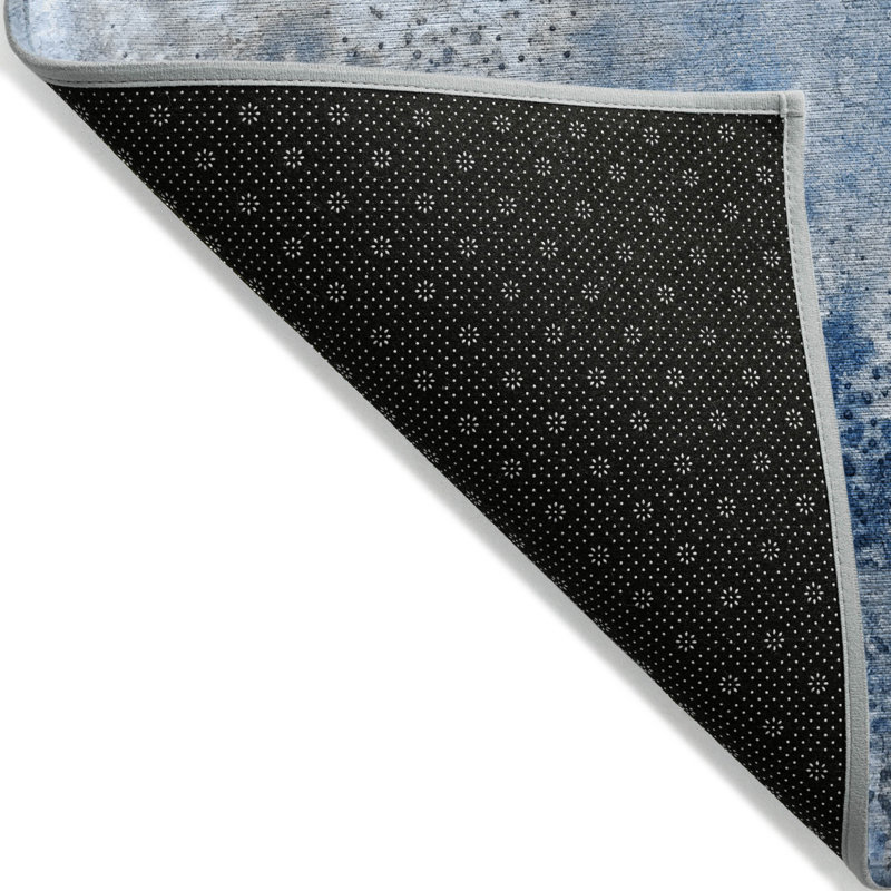 Tapis extérieur lavable antidérapant 2 pi x 3 pi bleu ivoire et gris