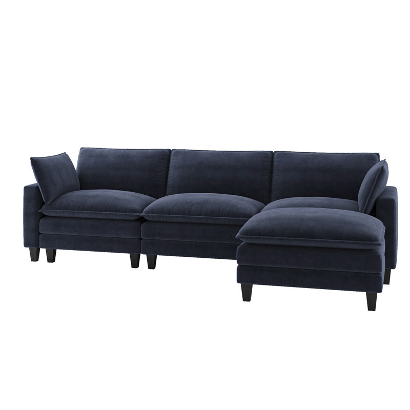 151.5'' Wide Sectional Sofa, Navy Polyester