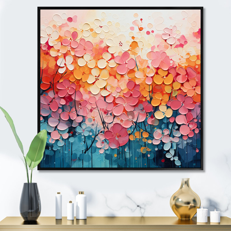 Art mural sur toile de corail, "Coral Oasis I", H 36 po x l 36 po x P 1,5 po, Cadre flottant noir