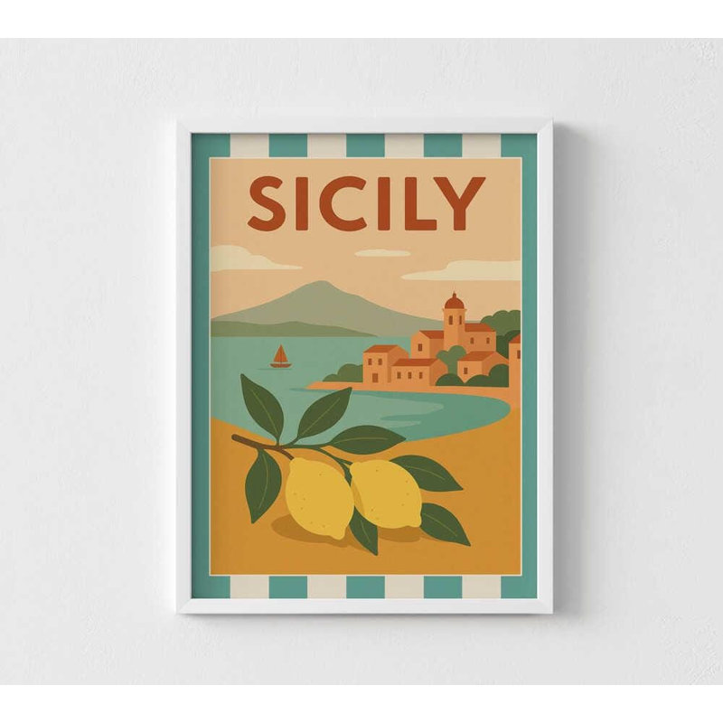 Coastal Village, reproduction d'art: aquarelle de citrons de Sicile, H 5 po x l 7 po, Blanc, Blanc, Ne s’applique pas