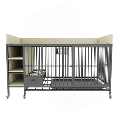 Large Pet Cage With Storage Rack, Drawers With Stainless Steel Food And Water Basin, Made Of Iron Frame And MDF Material, Sturdy, Exquisite, And Practical