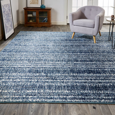 Tapis bleu sarcelle à rayures Clun