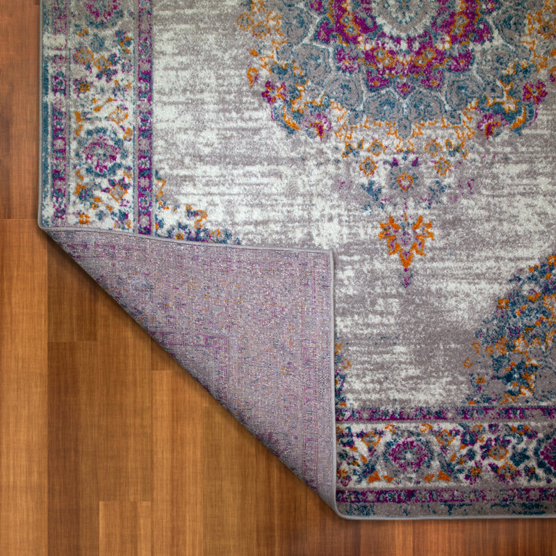 Vintage Medallion Oriental Grey Rug, Rectangle 5'3" x 7'7"
