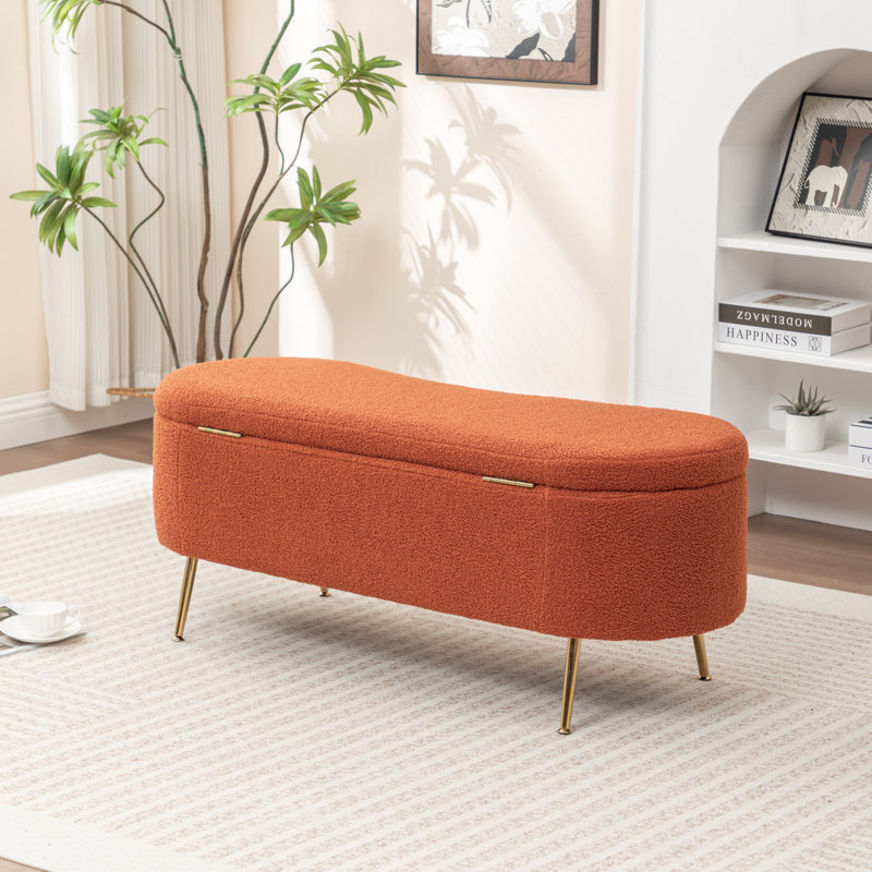 Kaybree Upholstered Storage Bench, Orange