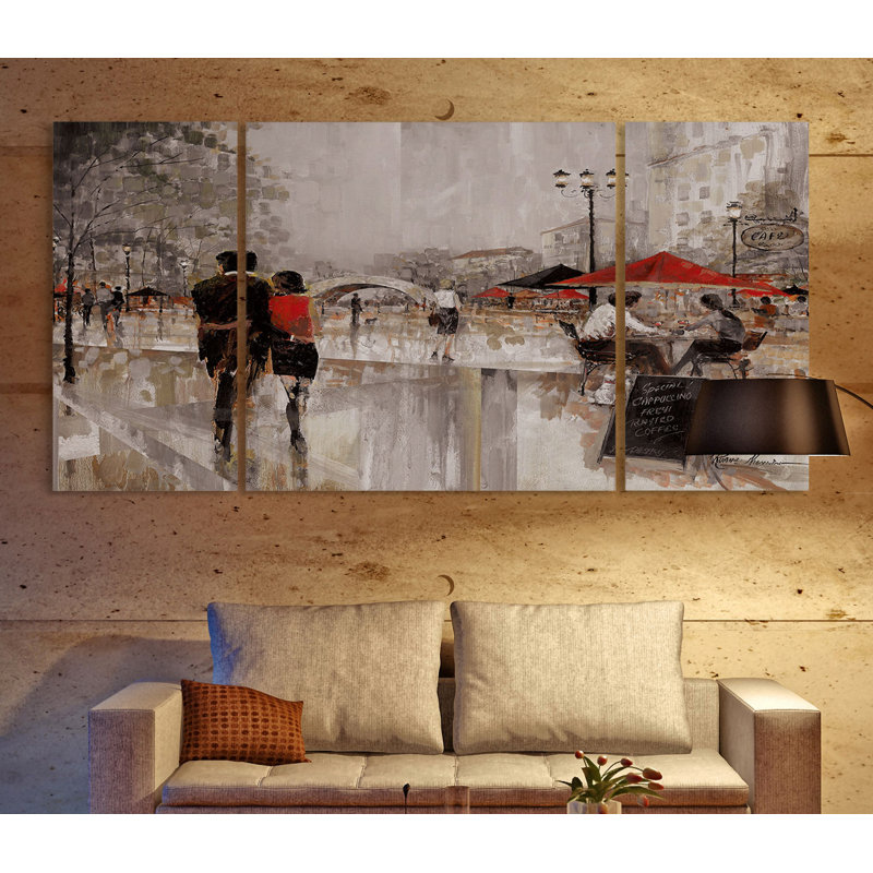 Riverwalk Charm - Ensemble de 3 reproductions d'images sur toiles, H 24 po x l 48 po x P 1,5 po