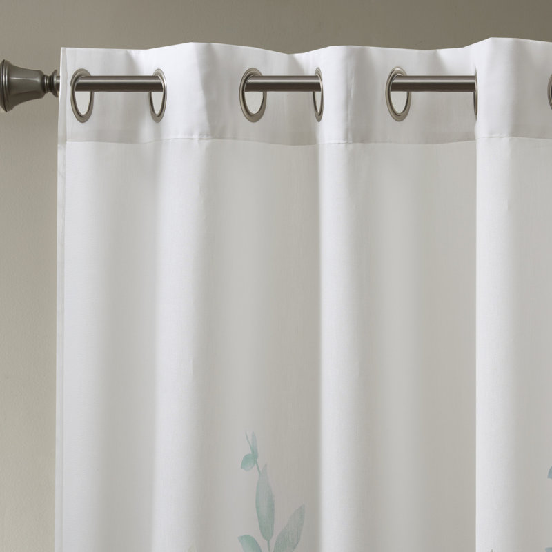 Aqua Sheer Botanical Grommet Window Panel