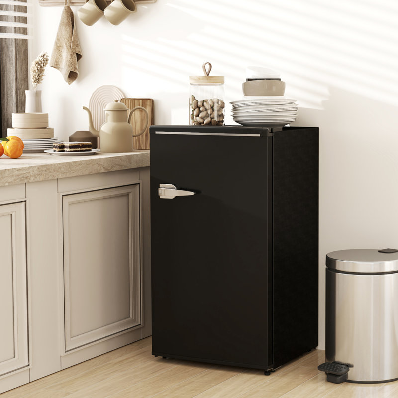 3.1 Cu. Ft Retro Mini Fridge with Adjustable Thermostat,, Black