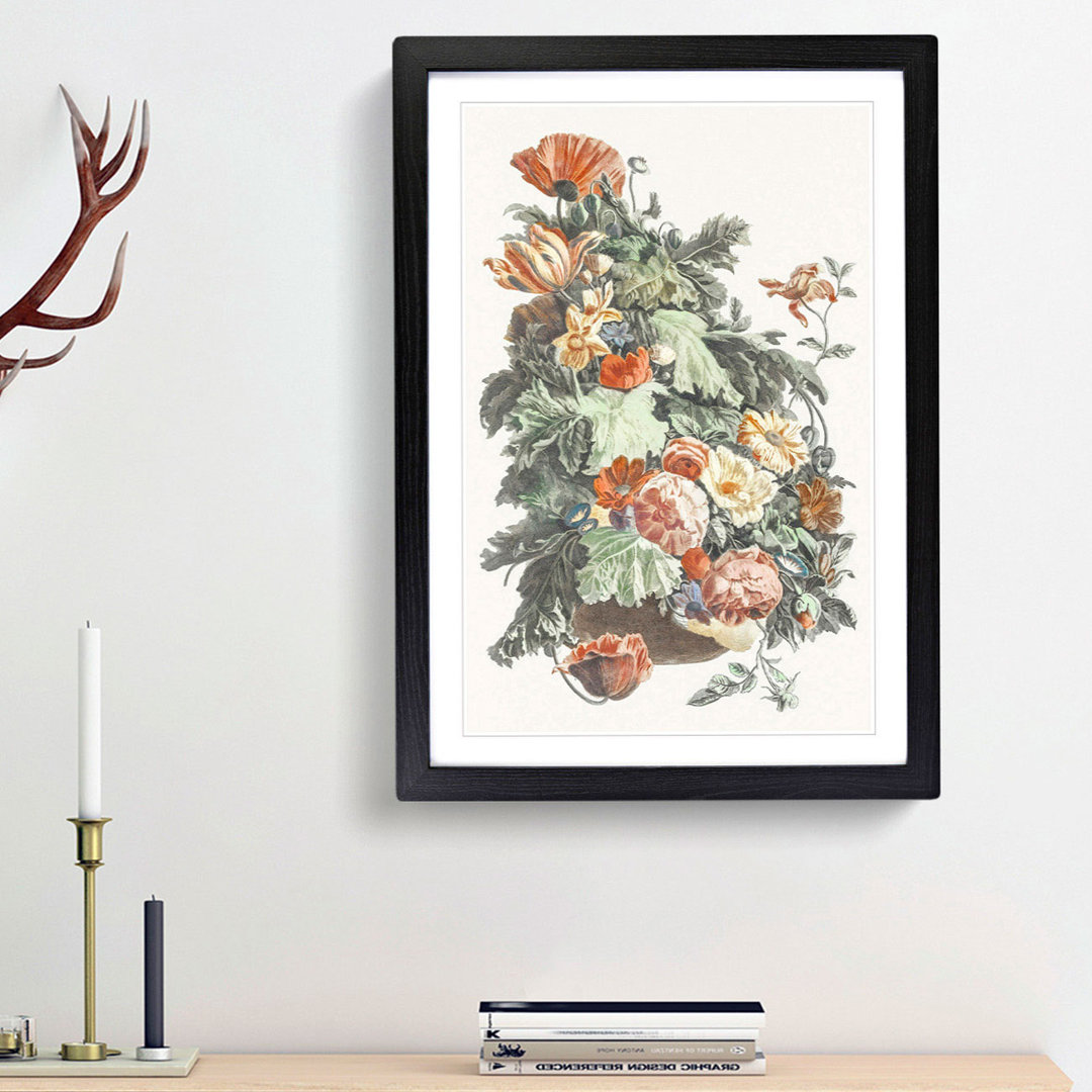 A Vase with Garland Flowers by Johan Teyler - Framed Print