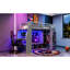 Lit mezzanine simple gris avec bureau, éclairage à DEL, barre à vêtements de rangement et suspendue, multicolore en bois, crochet-1591059821