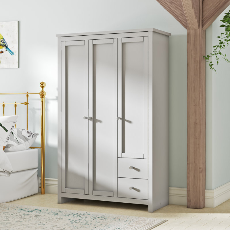 Admiranda 3 Door Manufactured Wood Wardrobe, Grey
