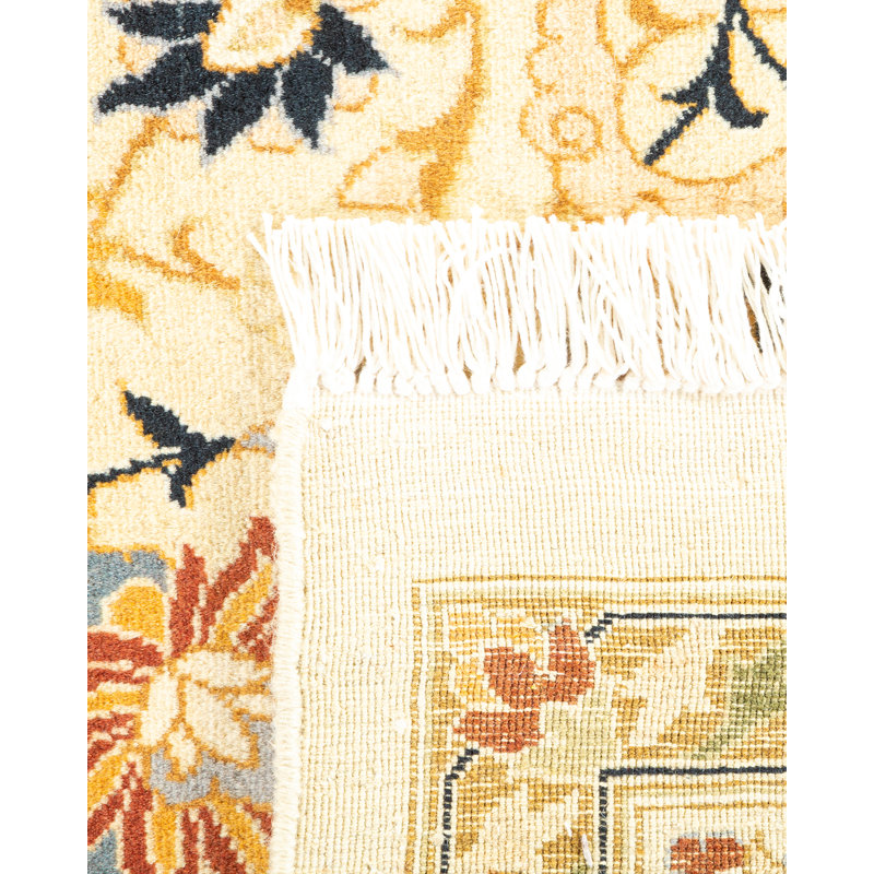 Tapis ivoire traditionnel noué à la main de conception unique 8 pi 2 po x 10 pi 5 po Keller