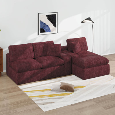 Canapé modulaire 107,9 po Cloud, canapé rembourré avec double couche et poches latérales