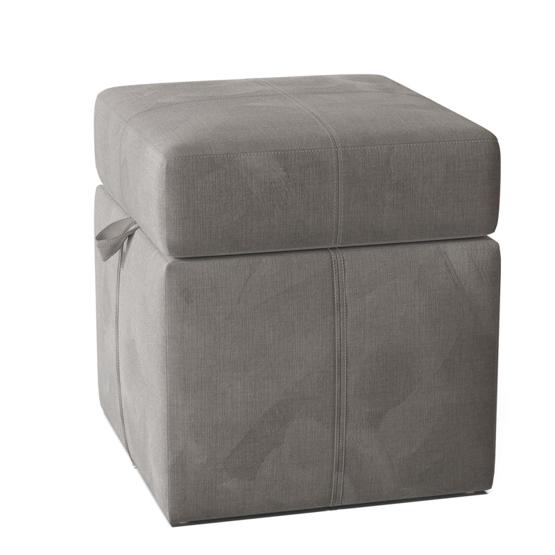 Preesall Upholstered Ottoman, Bella Dove Performance Velvet