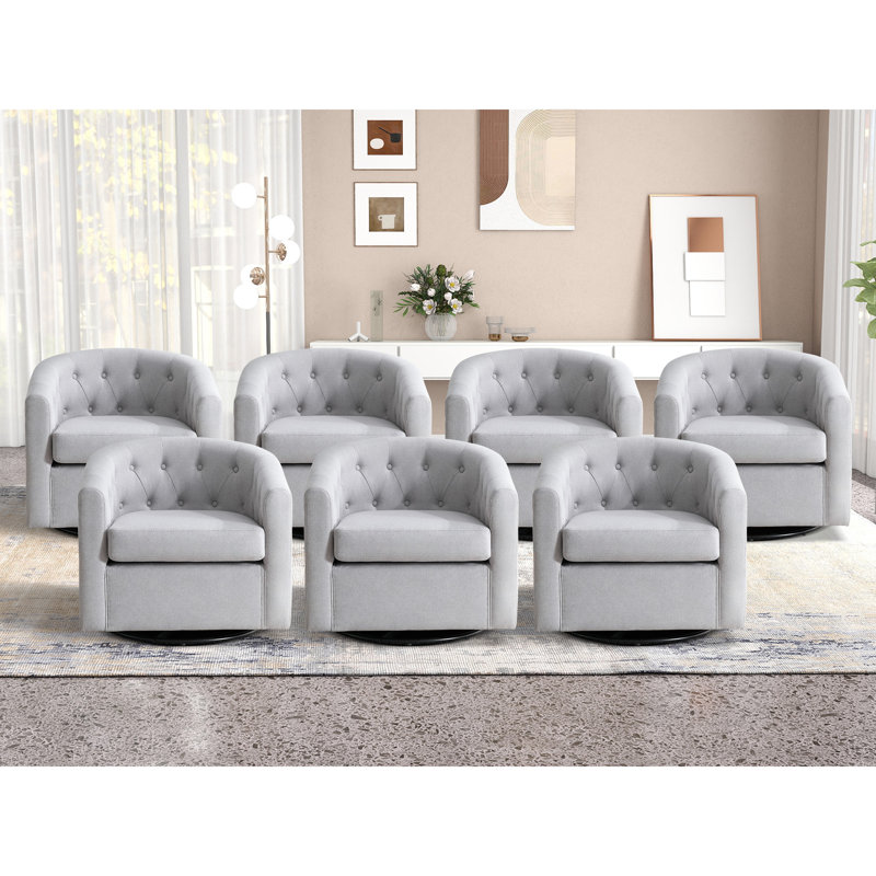 Ensemble de 7 chaises d'appoint Palopo, Lin gris pâle