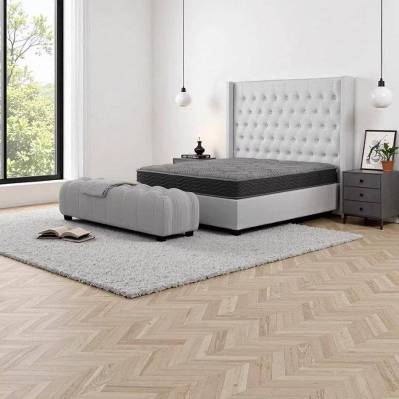 CS Hybrid Pocket Coil 8" Twin Mattress - Firm Support with Knitted Top Panel, Black & Gray, Twin