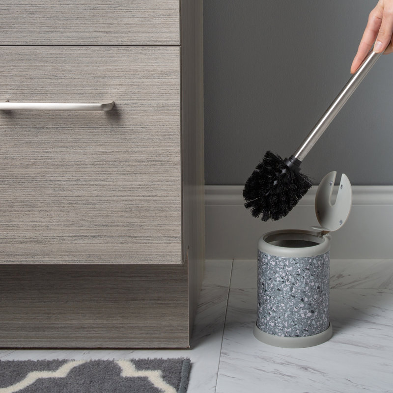 Paquet de 2 brosses de rechange Bath Bliss avec couvercle à fermeture automatique et porte-brosse gris Terz