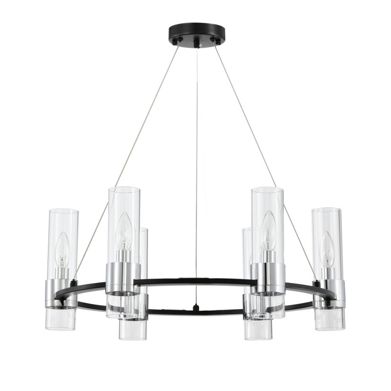 Lustre linéaire moderne à 6 lumières avec abat-jour Wilsall