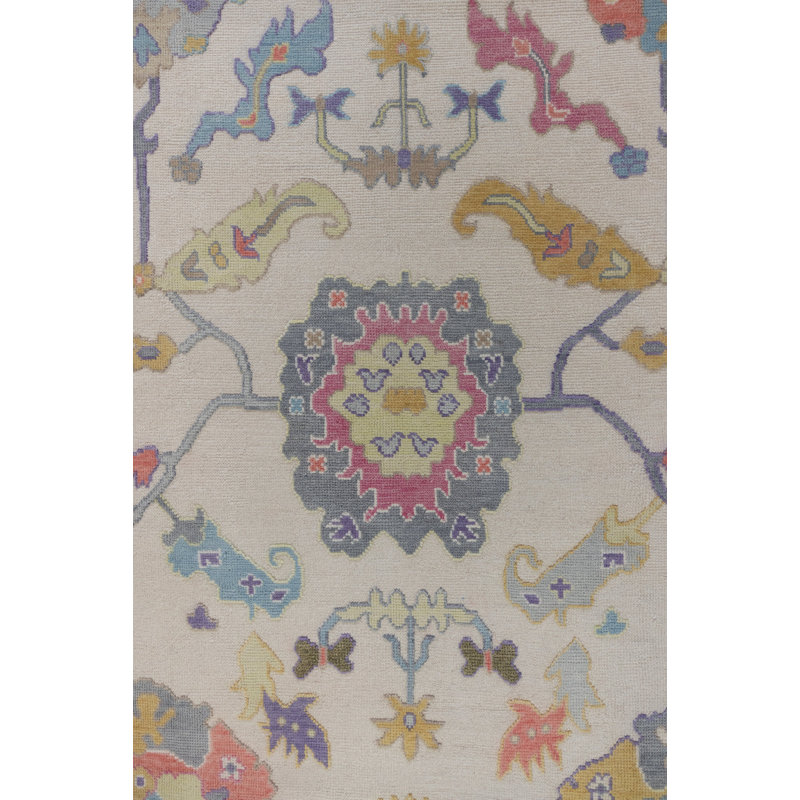 Inez Hand Knotted Wool Oriental Area Rug, Rectangle 8' x 10'
