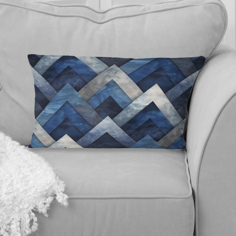 Coussin lombaire bleu à motif triangulaire I