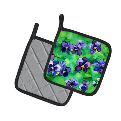 Wisconsin Wood Violets in Watercolor Pair of Pot Holders