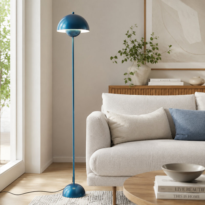 Lampe sur pied arquée moderne en pot de fleurs 11,8 po avec double abat-jour en métal, base en marbre, lampe de lecture autoportante à brancher pour le salon, la chambre à coucher, le bureau, la décoration nordique moderne Mid-Century