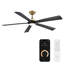 Ventilateur de plafond intelligent à 5 pales Crown avec lumière DEL à intensité variable intégrée et télécommande Bluetooth incluse, température de couleur sélectionnable (2700 K, 3000 K, 3500 K, 4000 K)-123804480