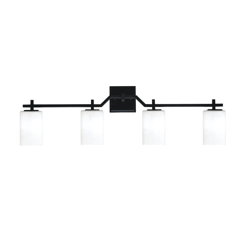 Barre de salle de bain Headland illustrée de verre mousseline blanc de 4 po, H 10,75 po x l 33,5 po x P 5,25 po, Noir