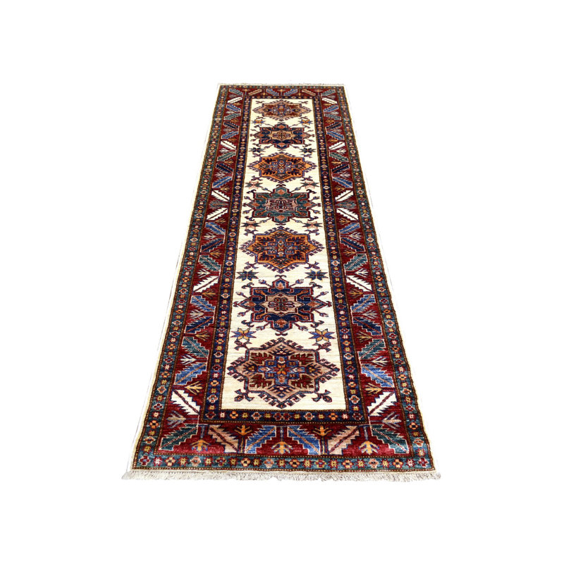 Tapis de couloir super Kazak en laine douce ivoire 2 pi 9 po x 8 pi 6 po 371DAABAD9F0453BA271613C38C0F538